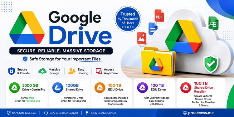 Google Drive Storage 5000GB, 100GB & 100TB EDU Drive | ProAccess